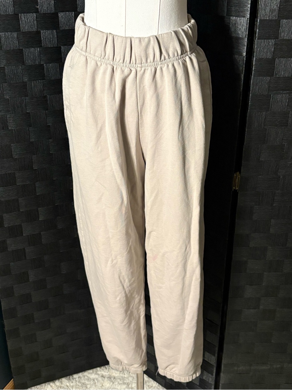 Aerie Jet Setter Jogger Pants Fleece Lounge Sweatpants Neutrals Cream Cozy